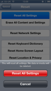 iphone Reset All Settings